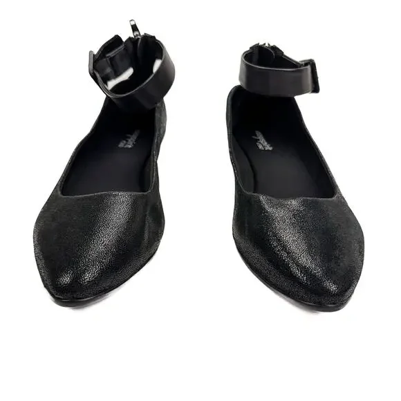 easyspirit e360 Glossy‎ Leather Stretch Pointed Toe Zip Wedge Low Heel 8.5 Wide - Picture 3 of 13